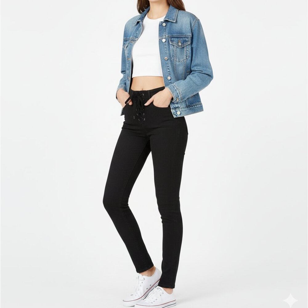 *American Eagle Outfitters Black Tye Up Waist Jeans